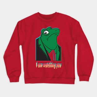 Cool, funny, cute frog with tuxedo, wstching you Crewneck Sweatshirt